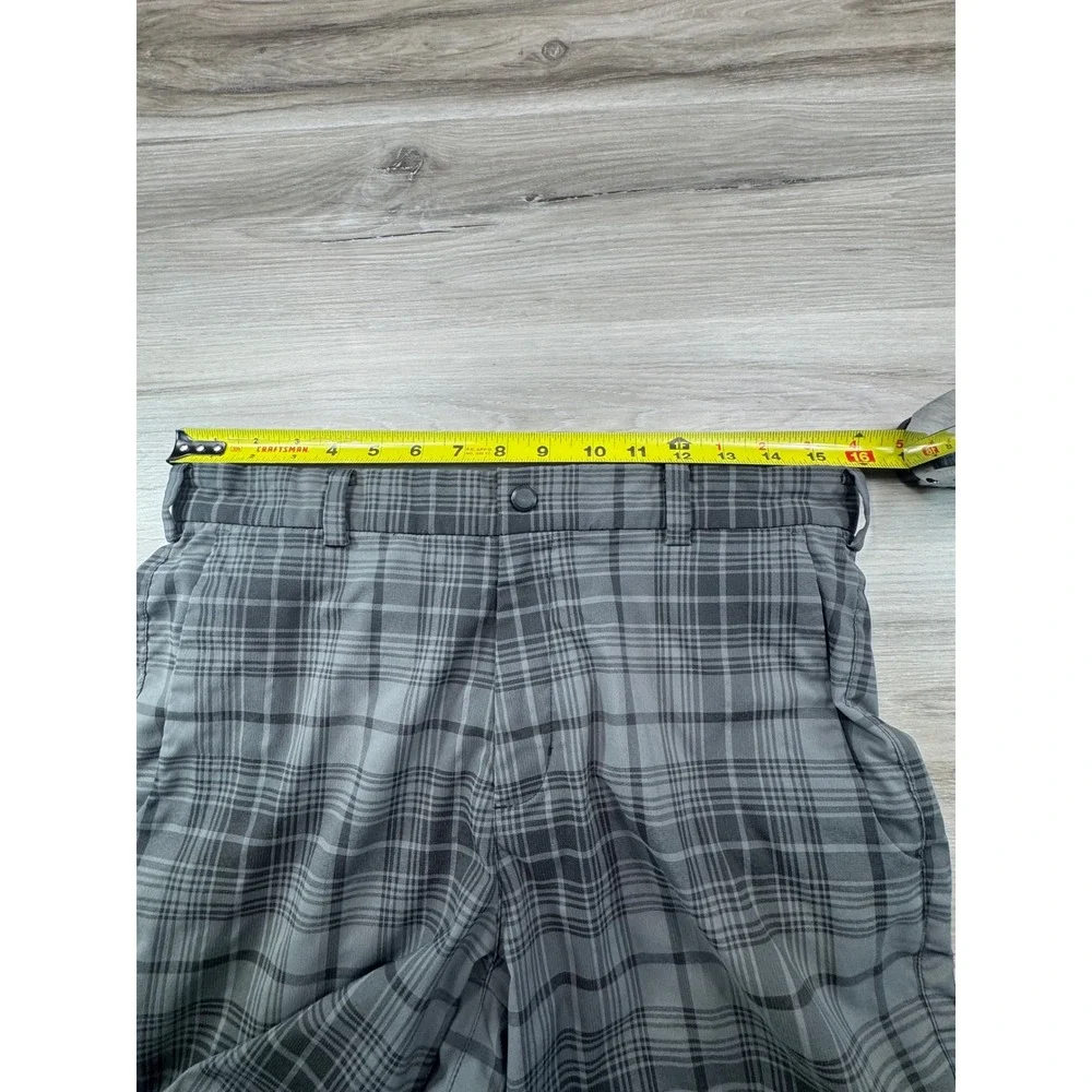 Nike Golf Mens Dri-FIT Plaid Shorts Grey Black Size 30 Performance‎ Activewear